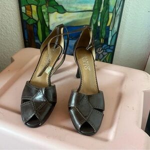 Franco Sarto Chocolate Brown Peep-Toe Heels